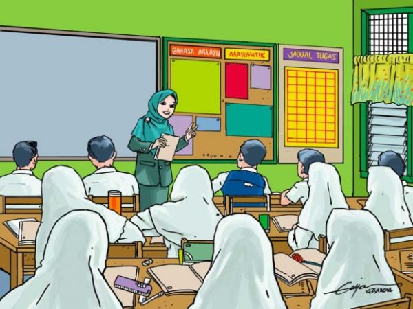 gambar guru mengajar di kelas