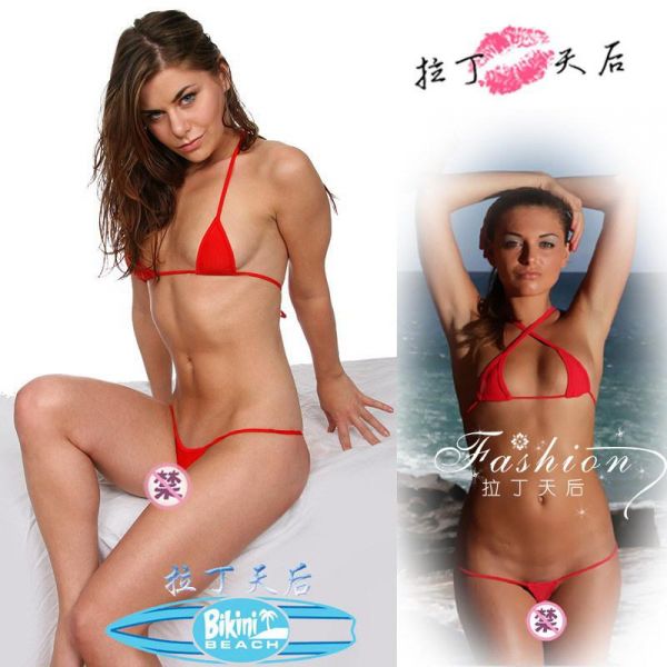 micro transparent v  string bikini only