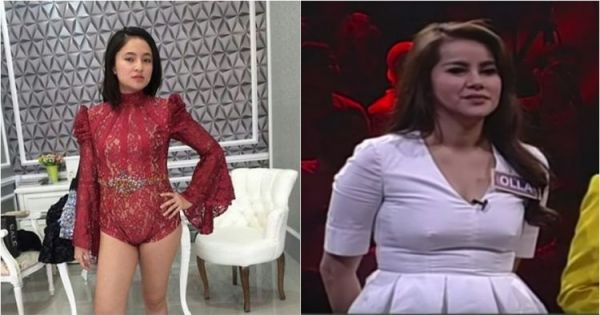 wanita jemur kain pakai celana ketat